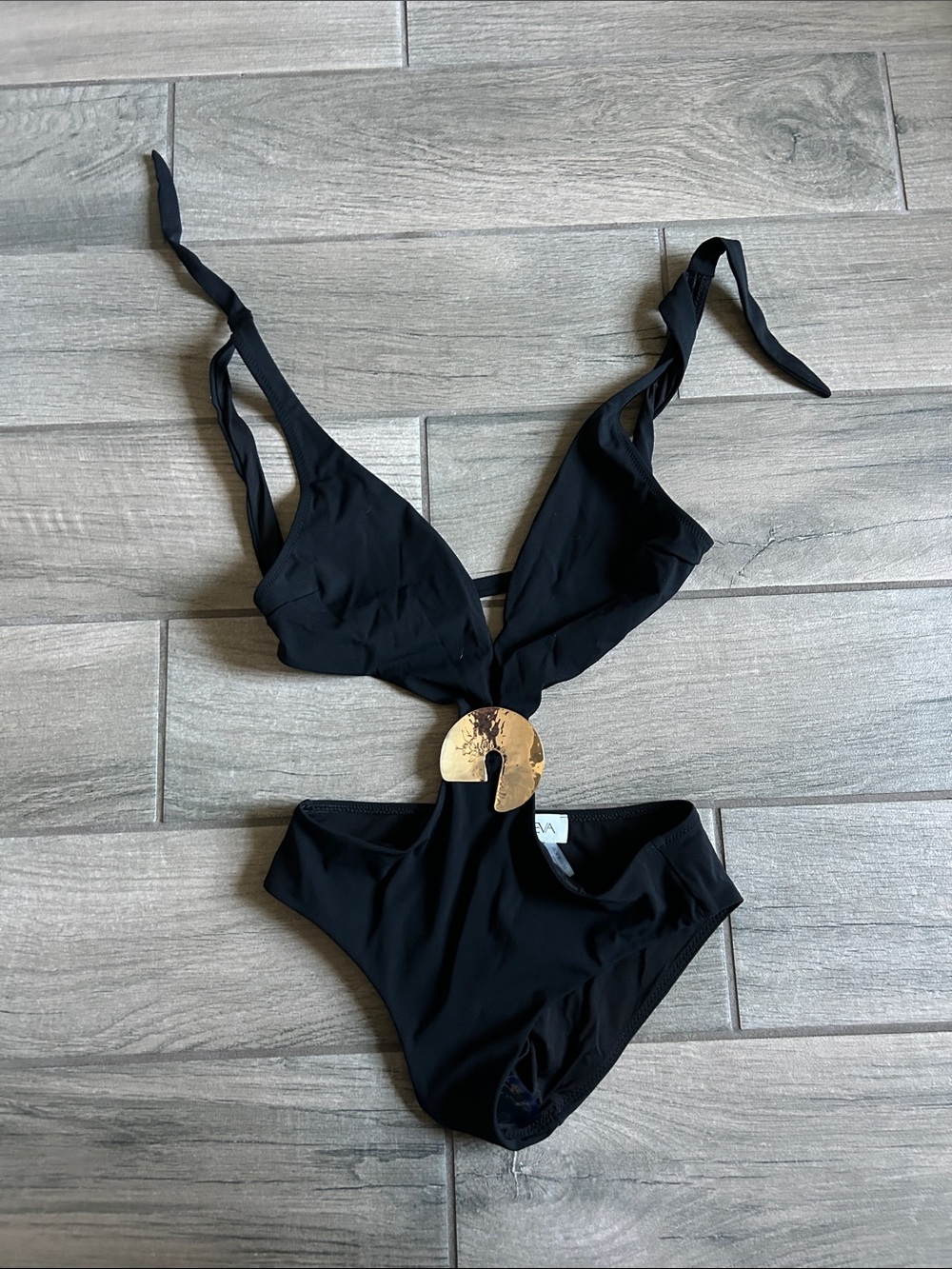 MOEVA Black Swimsuit with Gold Accent